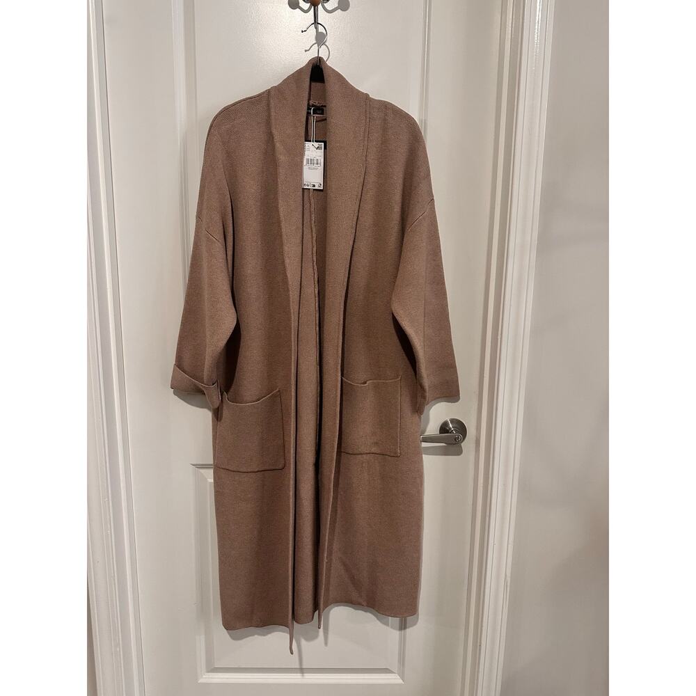 Shawl Collar Long Cardigan Coat - Taupe